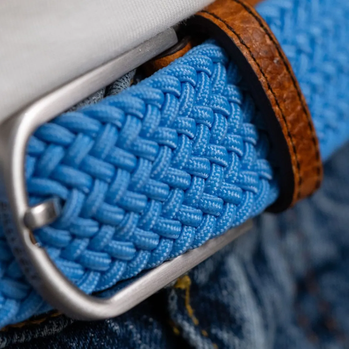 ceinture_tresse_lastique_bleu_alaska_2.webp BILLYBELT Ceinture tressée élastique Bleu alaska>Homme Ceintures Tressées Unies
