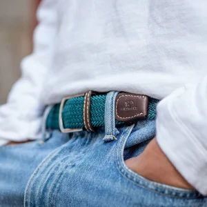BILLYBELT Ceinture tressée élastique Bleu caraïbes>Homme Ceintures Tressées Unies