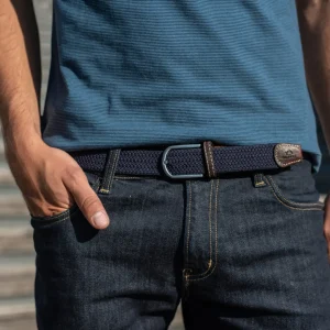 BILLYBELT Ceinture tressée élastique Bleu marine>Homme Ceintures Tressées Unies