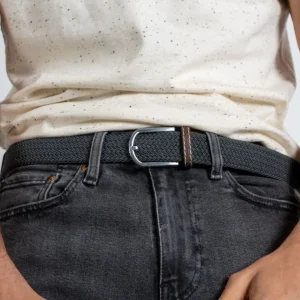 BILLYBELT Ceinture tressée élastique Gris flanelle>Homme Ceintures Tressées Unies