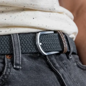 BILLYBELT Ceinture tressée élastique Gris flanelle>Homme Ceintures Tressées Unies