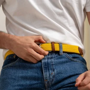 BILLYBELT Ceinture tressée élastique Jaune impérial>Homme Ceintures Tressées Unies