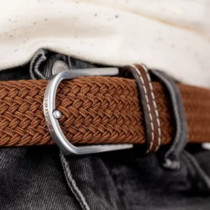 BILLYBELT Ceinture tressée élastique Marron camel>Homme Ceintures Tressées Unies