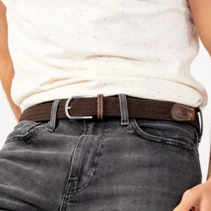 BILLYBELT Ceinture tressée élastique Marron feuille>Homme Ceintures Tressées Unies