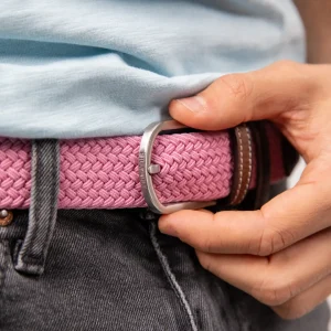 BILLYBELT Ceinture tressée élastique Misty rose>Homme Ceintures Tressées Unies