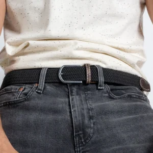 BILLYBELT Ceinture tressée élastique Noir réglisse>Homme Ceintures Tressées Unies