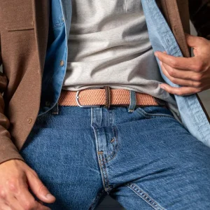 BILLYBELT Ceinture tressée élastique Rose blush>Homme Ceintures Tressées Unies