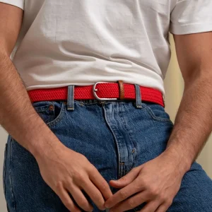 BILLYBELT Ceinture tressée élastique Rouge cardinal>Homme Ceintures Tressées Unies