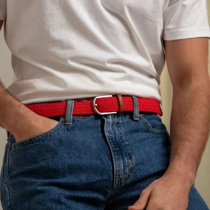 BILLYBELT Ceinture tressée élastique Rouge cardinal>Homme Ceintures Tressées Unies