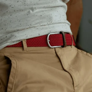 BILLYBELT Ceinture tressée élastique Rouge carmin>Homme Ceintures Tressées Unies