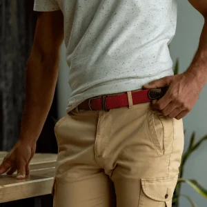 BILLYBELT Ceinture tressée élastique Rouge carmin>Homme Ceintures Tressées Unies