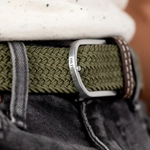 BILLYBELT Ceinture tressée élastique Vert armé>Homme Ceintures Tressées Unies