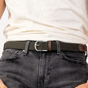 BILLYBELT Ceinture tressée élastique Vert kaki>Homme Ceintures Tressées Unies