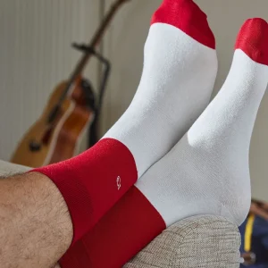 BILLYBELT Chaussettes Bi-colors Rouge / Beige en coton peigné>Homme Chaussettes Fantaisie