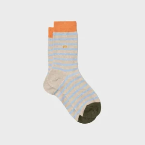 BILLYBELT Chaussettes en coton peigné A rayures larges - Beige chiné, rayé bleu>Homme Chaussettes Fantaisie