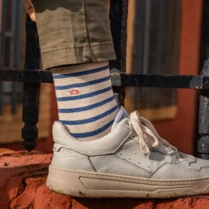 BILLYBELT Chaussettes en coton peigné A rayures larges - Beige, rayé bleu>Homme Chaussettes Fantaisie