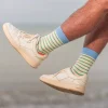 BILLYBELT Chaussettes en coton peigné A rayures larges - Beige, rayé vert>Homme Chaussettes Fantaisie