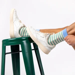 BILLYBELT Chaussettes en coton peigné A rayures larges - Beige, rayé vert>Homme Chaussettes Fantaisie