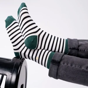 BILLYBELT Chaussettes en coton peigné A rayures larges - Blanc, rayé noir>Homme Chaussettes Fantaisie
