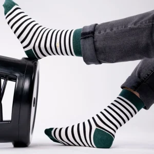 BILLYBELT Chaussettes en coton peigné A rayures larges - Blanc, rayé noir>Homme Chaussettes Fantaisie