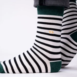 BILLYBELT Chaussettes en coton peigné A rayures larges - Blanc, rayé noir>Homme Chaussettes Fantaisie