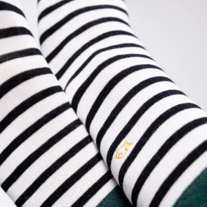 BILLYBELT Chaussettes en coton peigné A rayures larges - Blanc, rayé noir>Homme Chaussettes Fantaisie