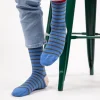 BILLYBELT Chaussettes en coton peigné A rayures larges - Bleu, rayé kaki>Homme Chaussettes Fantaisie