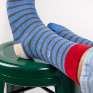 BILLYBELT Chaussettes en coton peigné A rayures larges - Bleu, rayé kaki>Homme Chaussettes Fantaisie
