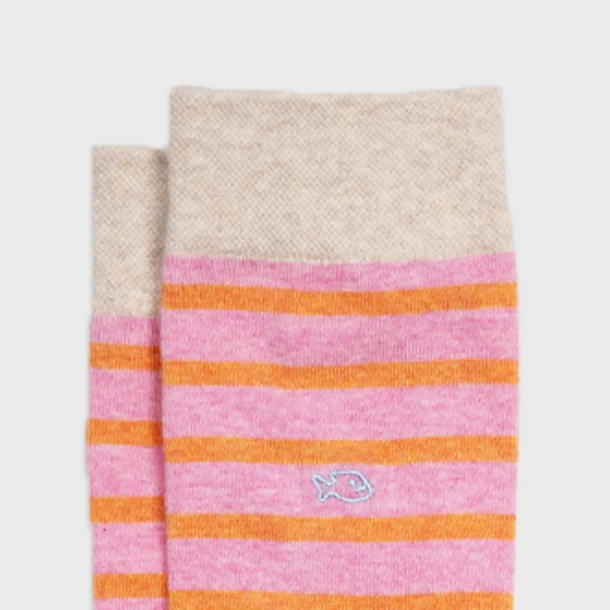 BILLYBELT Chaussettes en coton peigné A rayures larges - Rose, rayé orange>Homme Chaussettes Fantaisie