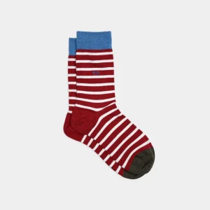 BILLYBELT Chaussettes en coton peigné A rayures larges - Rouge, rayé blanc>Homme Chaussettes Fantaisie
