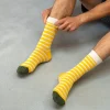 BILLYBELT Chaussettes en coton peigné A rayures larges - Safran, rayé beige>Homme Chaussettes Fantaisie