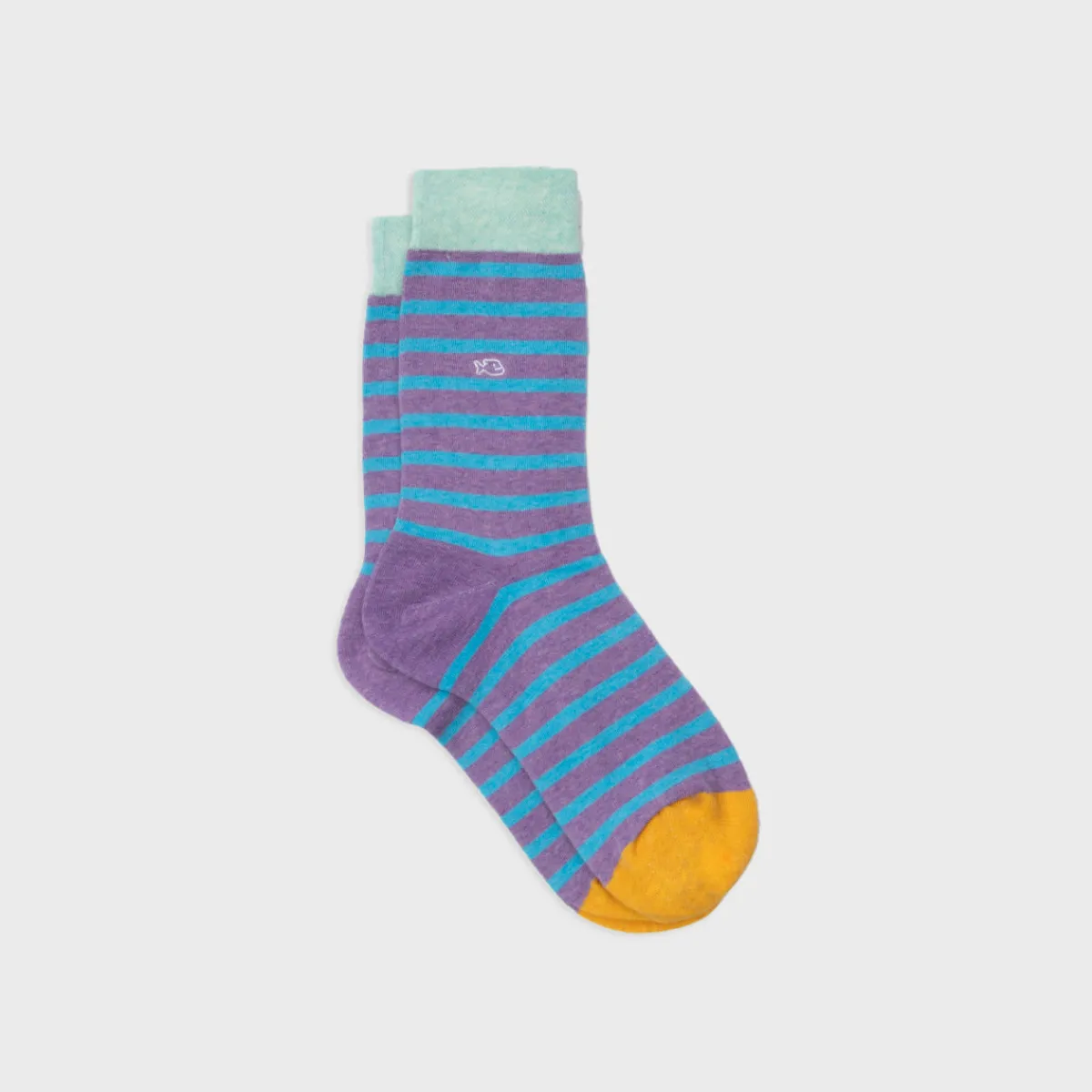 BILLYBELT Chaussettes en coton peigné A rayures larges - Violet chiné, rayé bleu>Homme Chaussettes Fantaisie