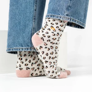 BILLYBELT Chaussettes en coton peigné Léopard ->Femme Chaussettes Fantaisie