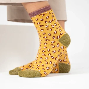 BILLYBELT Chaussettes en coton peigné Léopard ->Femme Chaussettes Fantaisie