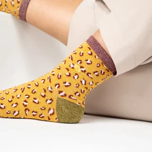 BILLYBELT Chaussettes en coton peigné Léopard ->Femme Chaussettes Fantaisie