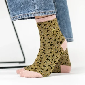 BILLYBELT Chaussettes en coton peigné Léopard ->Femme Chaussettes Fantaisie