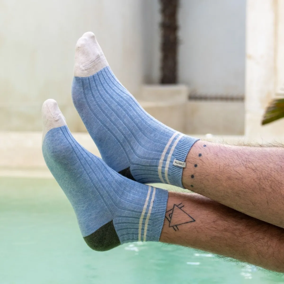 chaussettes_en_coton_peign_mihautes__bleu_clair_ray_beige_2.webp BILLYBELT Chaussettes en coton peigné Mi-hautes ->Homme Chaussettes Basses