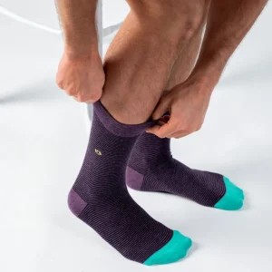 BILLYBELT Chaussettes en coton peigné Rayées - Améthyste>Homme Chaussettes Fantaisie