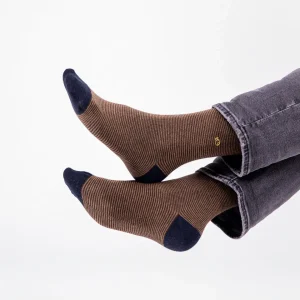 BILLYBELT Chaussettes en coton peigné Rayées - Hazelnut>Homme Chaussettes Fantaisie
