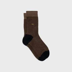 BILLYBELT Chaussettes en coton peigné Rayées - Hazelnut>Homme Chaussettes Fantaisie