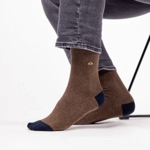 BILLYBELT Chaussettes en coton peigné Rayées - Hazelnut>Homme Chaussettes Fantaisie