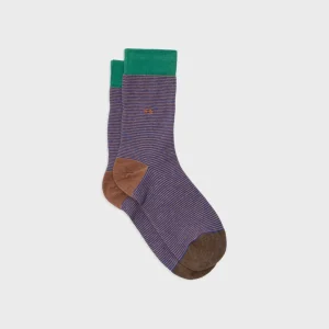 BILLYBELT Chaussettes en coton peigné Rayées - Moka matcha>Homme Chaussettes Fantaisie