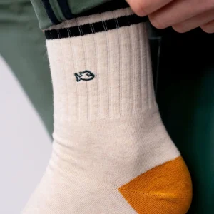 BILLYBELT Chaussettes en coton peigné Retro - Beige chiné, rayé noir>Homme Chaussettes Fantaisie