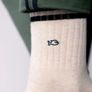 BILLYBELT Chaussettes en coton peigné Retro - Beige chiné, rayé noir>Homme Chaussettes Fantaisie