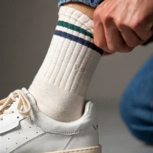 BILLYBELT Chaussettes en coton peigné Retro - Beige chiné, rayé vert et noir>Homme Chaussettes Fantaisie