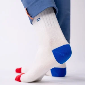 BILLYBELT Chaussettes en coton peigné Retro - Blanc, rayé jaune et rouge>Homme Chaussettes Fantaisie