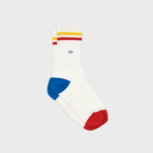 BILLYBELT Chaussettes en coton peigné Retro - Blanc, rayé jaune et rouge>Homme Chaussettes Fantaisie
