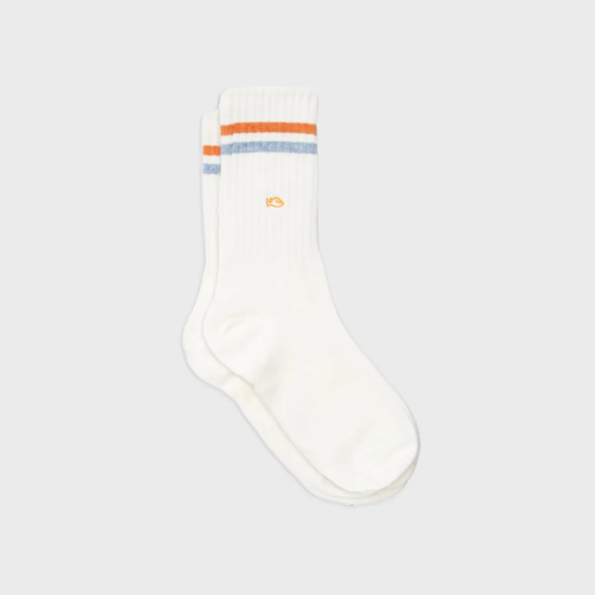 BILLYBELT Chaussettes en coton peigné Retro - Blanc, rayé orange et bleu>Homme Chaussettes Fantaisie