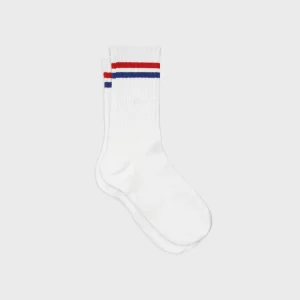 BILLYBELT Chaussettes en coton peigné Retro - Blanc, rayé rouge et bleu>Homme Chaussettes Fantaisie