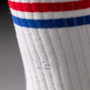 BILLYBELT Chaussettes en coton peigné Retro - Blanc, rayé rouge et bleu>Homme Chaussettes Fantaisie